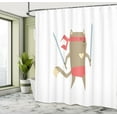 thumbnail image 5 of Ambesonne Cat Shower Curtain, Samurai Figh Kitty Ninja, 69"Wx75"L, Red Brown, 5 of 5