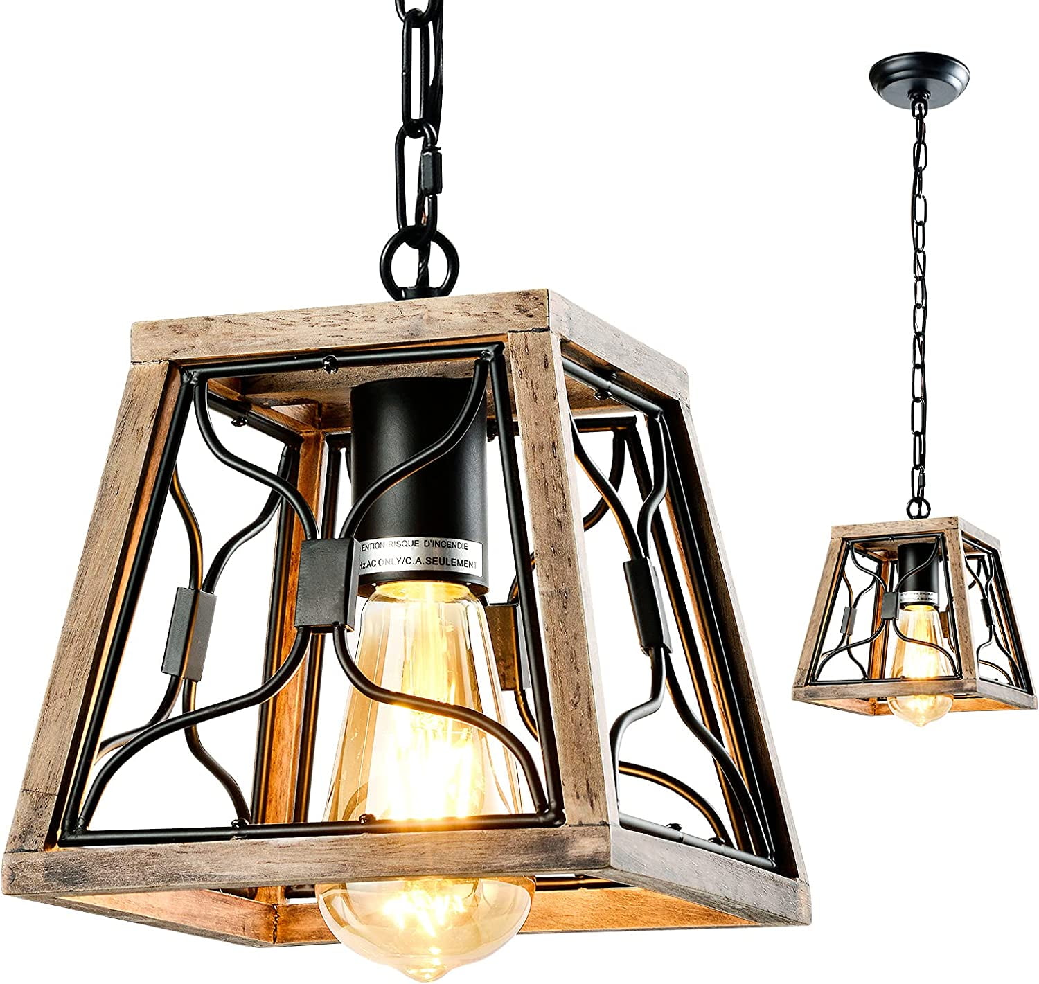 Farmhouse Pendant Light Fixtures,Rectangular Vintage Hanging Ceiling