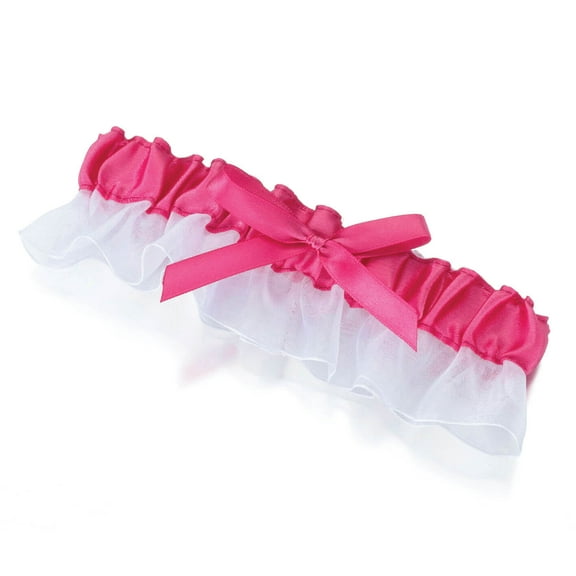 Lillian Rose Pink Satin Garter, white