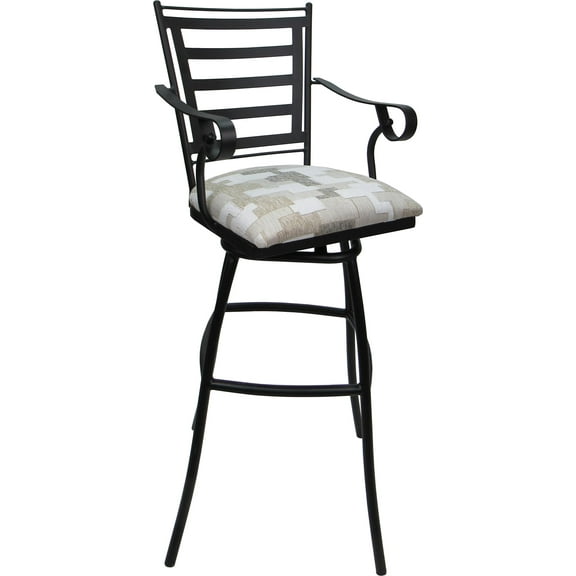 Aluminum Outdoor Indoor Bar Stool 30" Seat-Jenna Arms-Craft White Fabric - Black