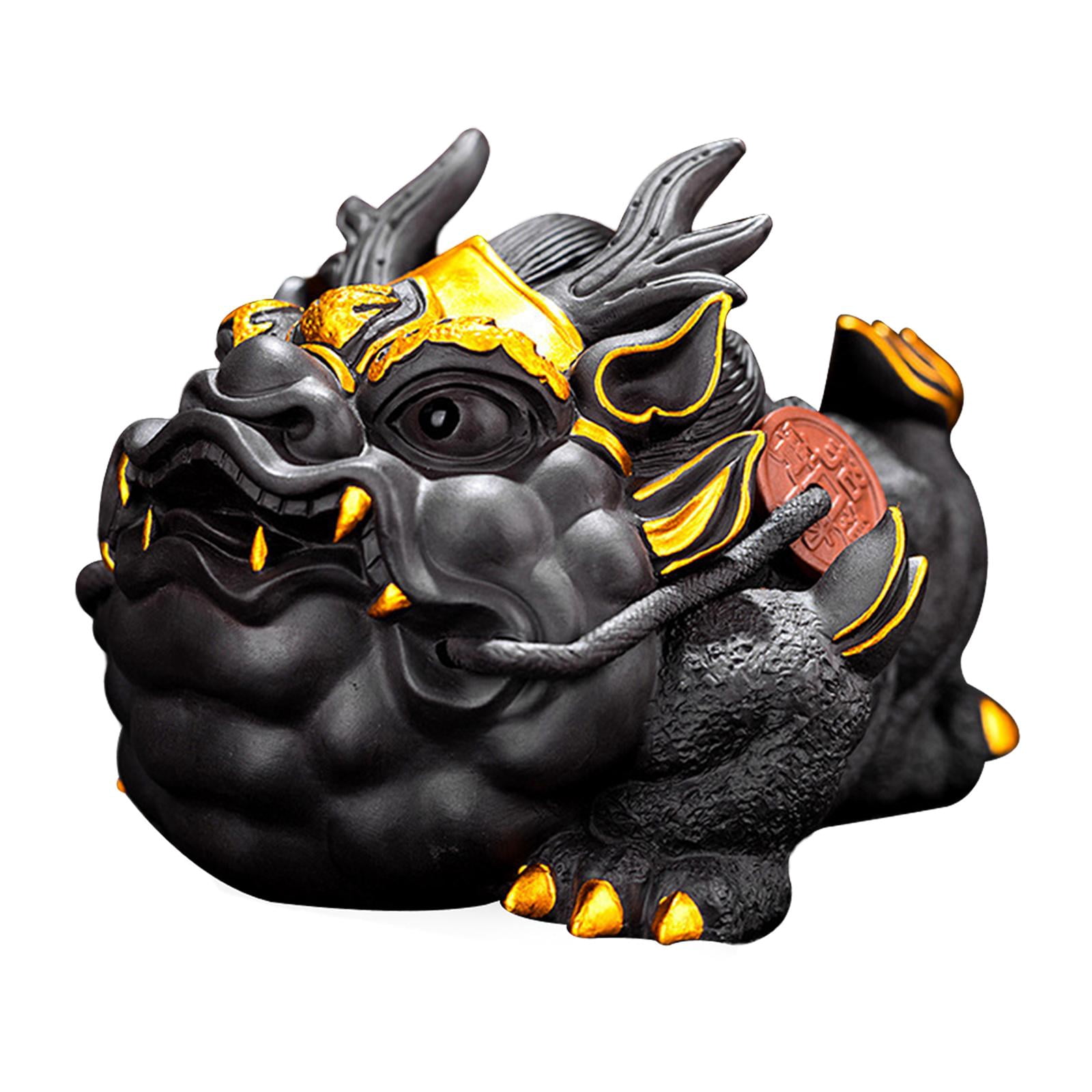 Tea Pet Sculpture Statue Animal Sculpture Collectible Modern Figurine for Tea House Table Centerpiece Living Room Decor gold and black