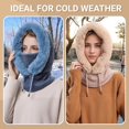 thumbnail image 6 of Women’s Knitted Beanie Hat with Face Cover - 3 in 1 Winter Balaclava with Mask Scarf Ear Muffs Pompom Fleece Lined Snow Caps, 6 of 7