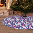 thumbnail image 5 of KLL 48" Christmas Tree Skirt blue flower Skull colorful Xmas Tree Skirts Mat for New Year Xmas Holiday Party Indoor Outdoor Home Decoration, 5 of 5