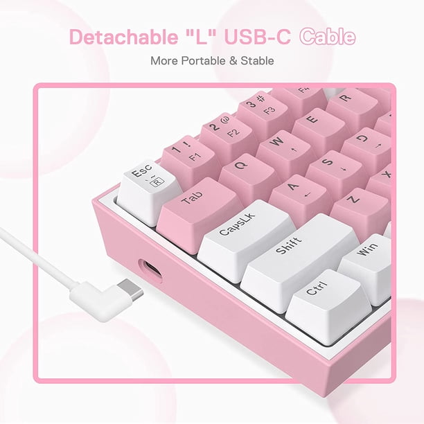 Redragon K617 Fizz 60% Wired RGB Gaming Keyboard, 61 Keys Compact  Mechanical Keyboard w/White and Pink Color Keycaps, Linear Red Switch, Pro  Driver/Software Supported - Walmart.com