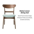 thumbnail image 5 of Table Chairs, Mid-Century Modern Fabric Dining Chairs With Natural Walnut Finished Rubberwood Frame, 2-Pcs Set, Mint / Natural Walnut For Kitchen, Dining Room, Terrace, 5 of 5
