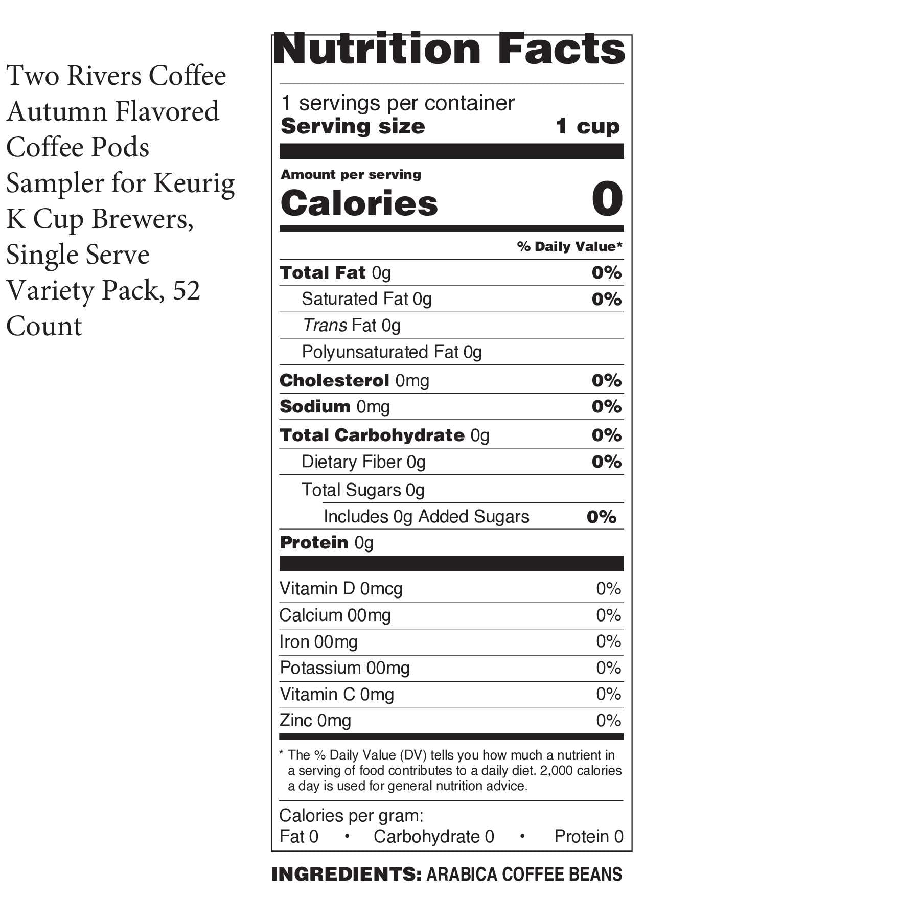 Two Rivers Coffee Autumn Flavored Coffee Pods for Keurig Coffee Brewers, 52-Pack
