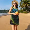 thumbnail image 3 of Fotbe Fluorescent Wolf Vestido de Verano sin Mangas para Mujer – Vestido Midi Línea A, Estilo Camiseta Floral, Vestido Playero Casual y Fluido, 3 of 7
