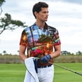 thumbnail image 5 of Balery Tropical Beach Candlelight Printed Men’s Short Sleeve Polo Shirt, Midweight Men's Shirt,Golf Polo shirts -X-Large, 5 of 8