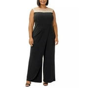 Adrianna Papell Plus Size Embellished-Neck Jersey Jumpsuit