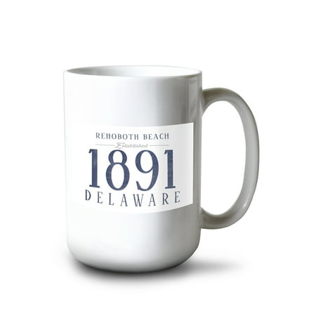

15 fl oz Ceramic Mug Rehoboth Beach Delaware Established Date (Blue) Dishwasher & Microwave Safe