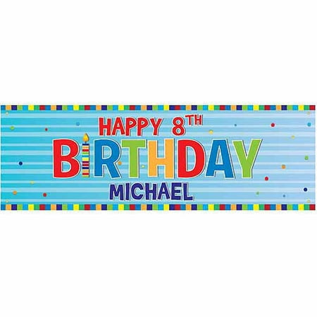 Personalized Blue Happy Birthday Banner
