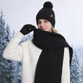 thumbnail image 2 of HNMKIU Winter Knitted Scarf Hat Set Thermal Lined Outdoor Riding Ear Cold Weather Cozy Windproof Unisex Black - One Size, 2 of 5