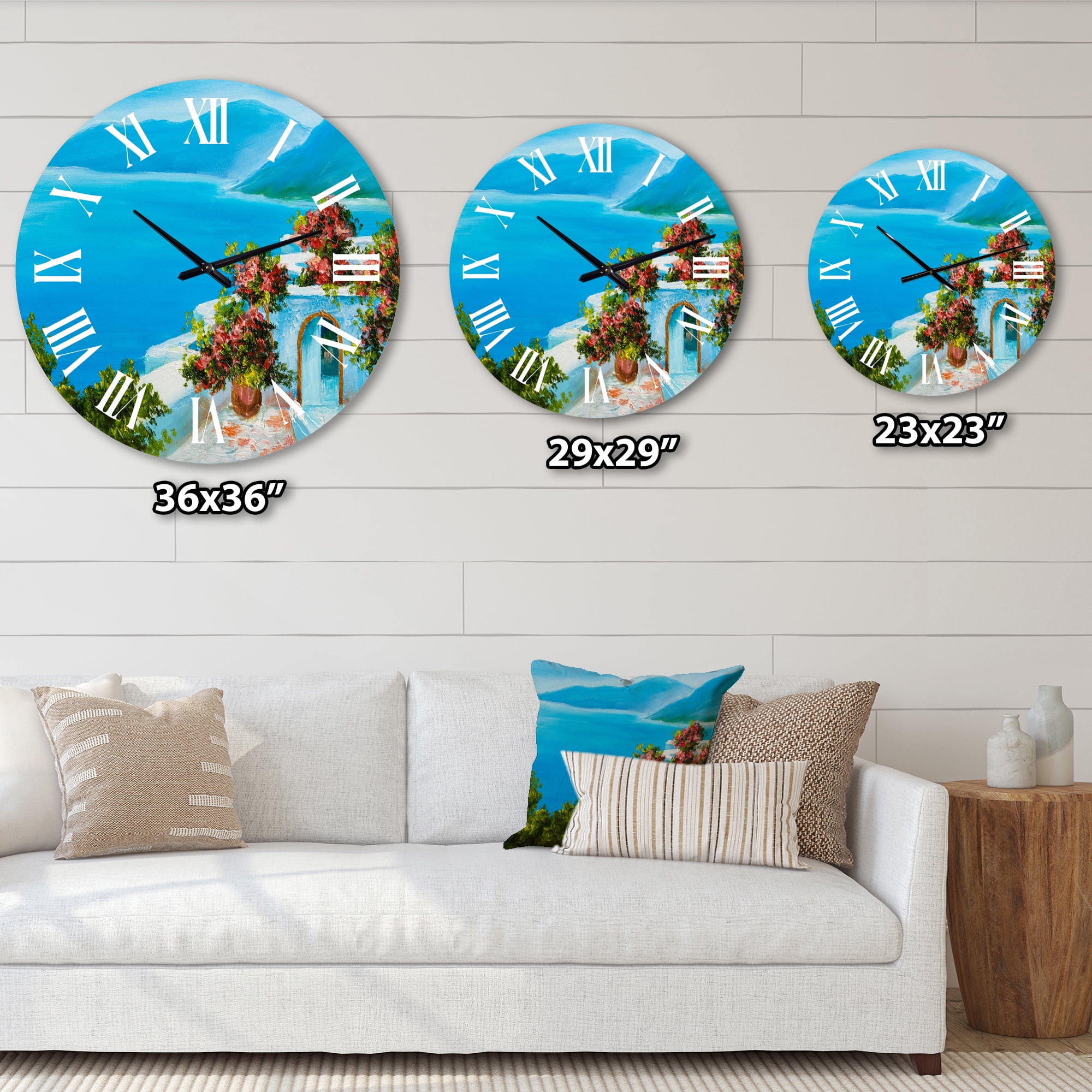 Designart 'House Near The Sea Colorful Flowers I' Nautical & Coastal Wall Clock