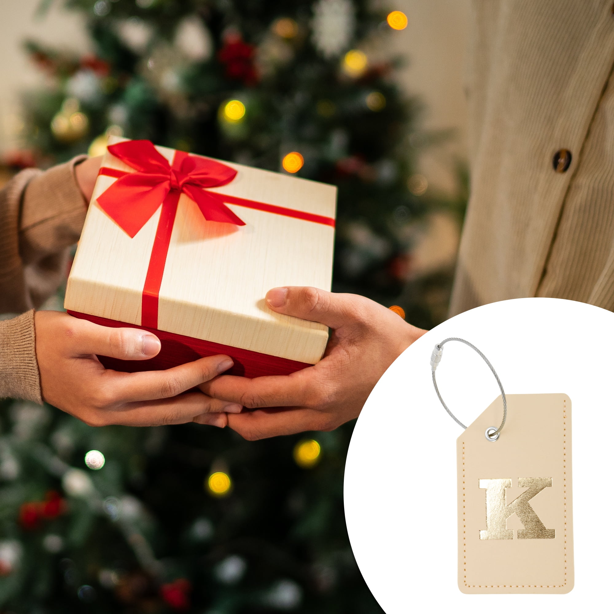 Unique Bargains 1 Pc Stylish Durable Luggage Tag for Travelling Khaki [Letter K]