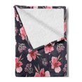 thumbnail image 2 of Watercolor Soft Flannel Fleece Throw Blanket, Nature Inspired Composition with Pink Garden Flora Vintage Petals, Cozy Plush for Indoor and Outdoor Use, 50" x 60", Navy Blue Coral, by Ambesonne, 2 of 5