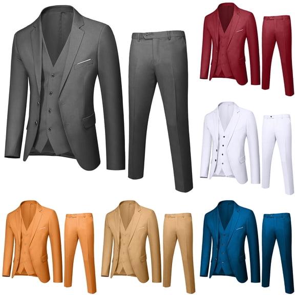 Fozruso Boys Clothing Sets,Kids Boys Long Sleeve Blazer And Pants Suit Set with Vest Outfits 3PC Outfits Kids Back to School,18-19 Years