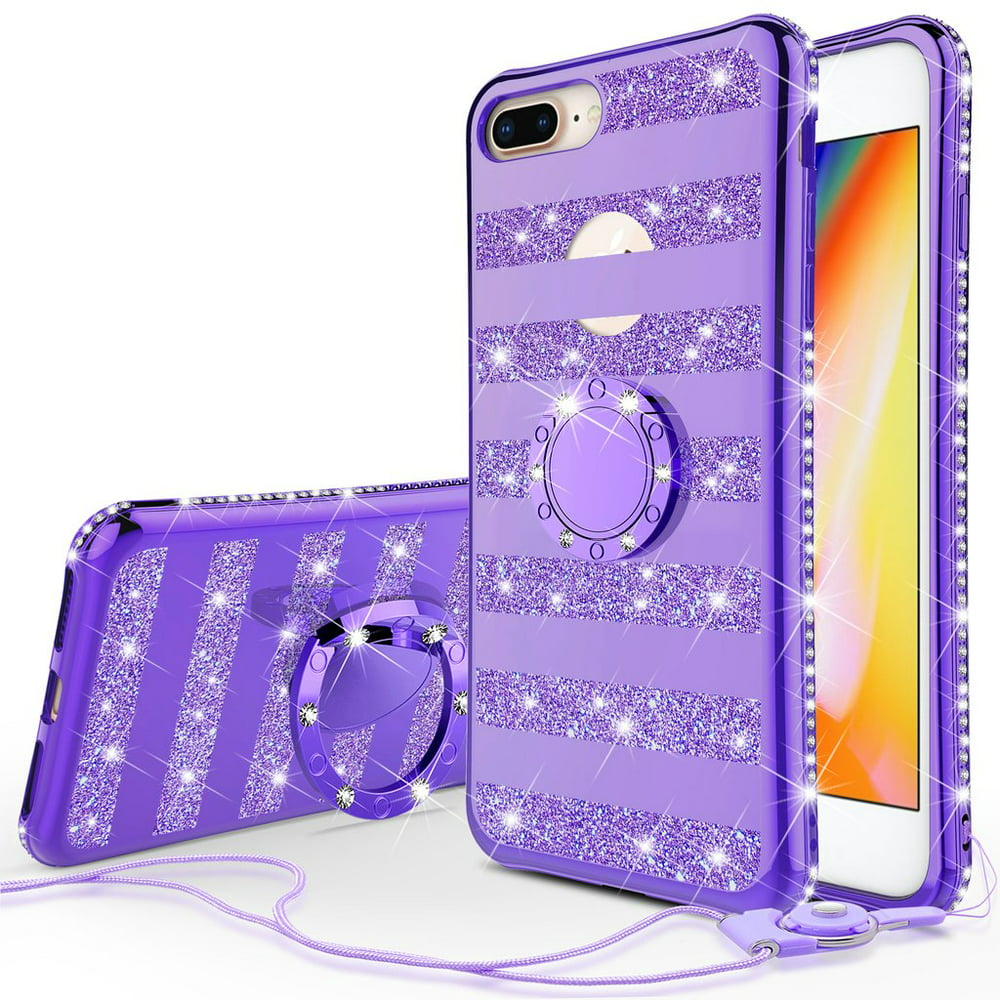Apple iPhone SE 2020 / iPhone 8 / iPhone 7 Case, Ring Kickstand Glitter ...