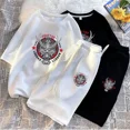 thumbnail image 2 of Traje unisex Harajuku con estampado de gofres para hombre, conjunto de camiseta y pantalones cortos de manga corta de verano, ropa deportiva para correr, conjunto de 2 piezas, trajes estampados, 2 of 5