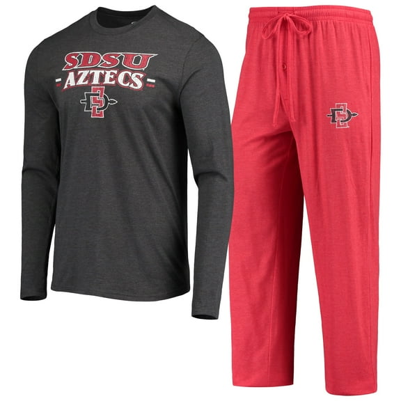Men's Concepts Sport Cardinal/Heathered Charcoal San Diego State Aztecs Meter Long Sleeve Top & Pants Sleep Set