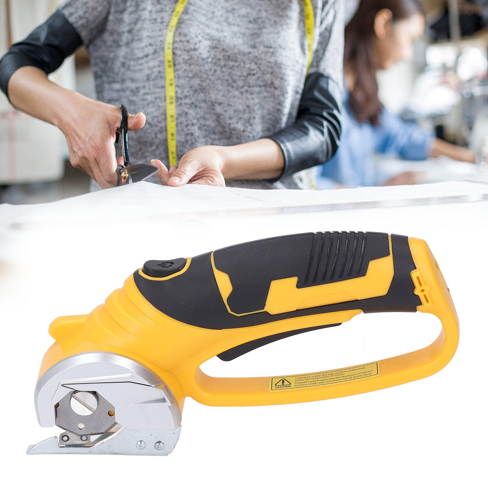 YAHHU Cordless Electric Scissor Cutter with LED Light, Automatic Sharpening, Safety Lock – Ideal for Carpet, Fabric, Leather & Cardboard