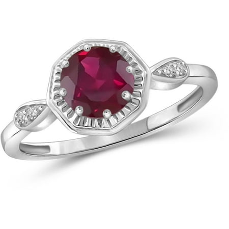 JewelersClub 1.20 Carat T.G.W. Ruby Gemstone and White Diamond Accent Sterling Silver Ring