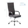 thumbnail image 3 of Leather Office Chair, High back Ribbed Executive Modern Conference Room Chairs with Arms Task Chair Adjustable Swivel Chair for Home Office, Black, 3 of 7