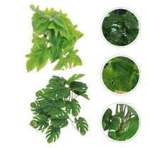 LOLIPPYY Reptile Tank Decors Artificial Hanging Plant Plastic Reptile Owners Home Decor 2Pcs