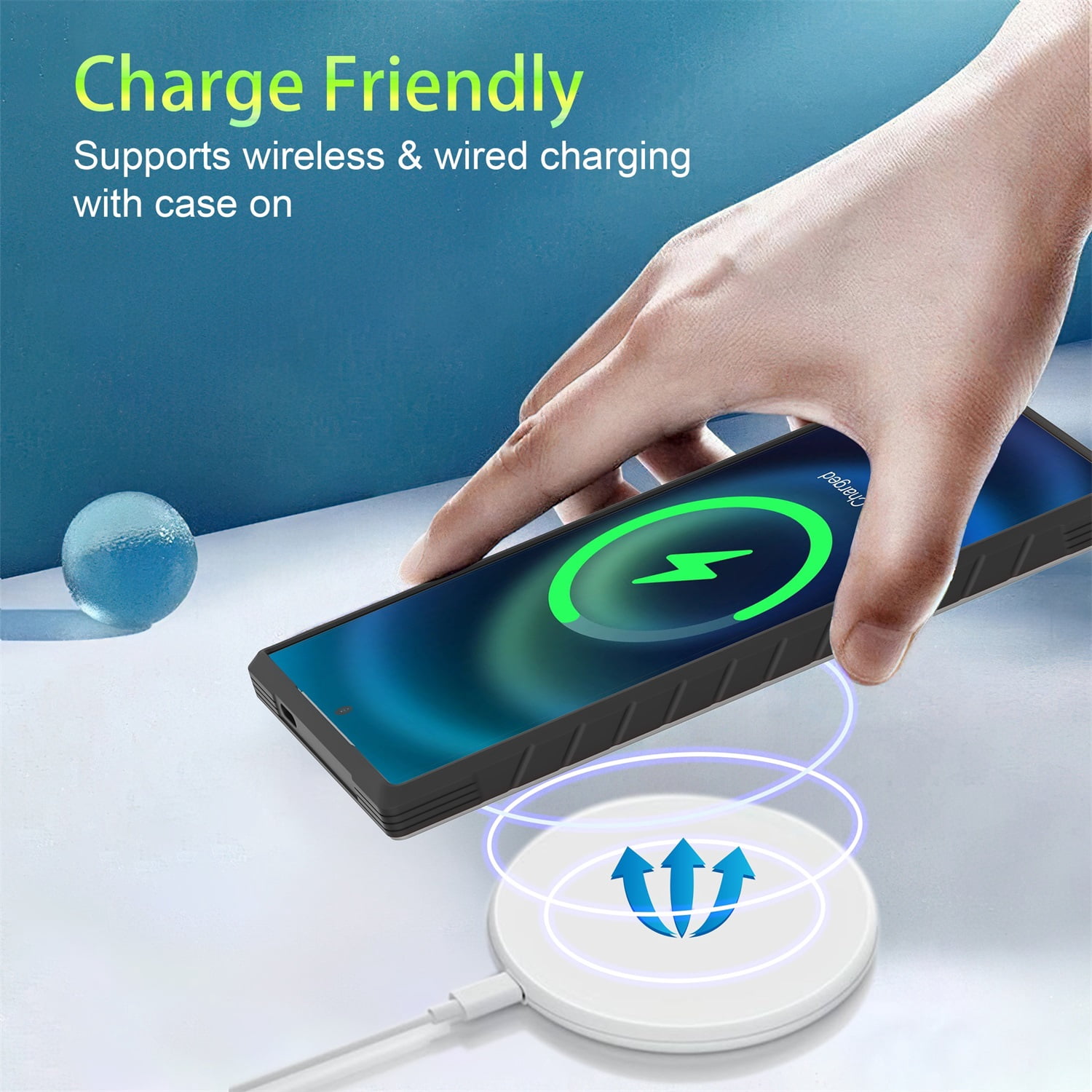 JTCASES for Samsung Galaxy S23 Case 6.1" 5G Phone 2023, Military Grade Shockproof Impact Resistant Corners Wireless Charging Non-Slip Grip Cover, Grayblack