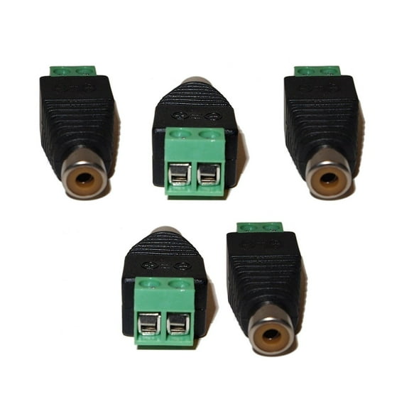 Evertech 5 Pcs UTP Cat5/Cat6 Cable to AV RCA Female Screw Terminal Audio/Video Connector