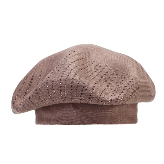 Fimkaul Womens Winter Beret Hats Solid Vintage Knit Fall/Winter Hot Drill Warm Wool Caps Berets Hat