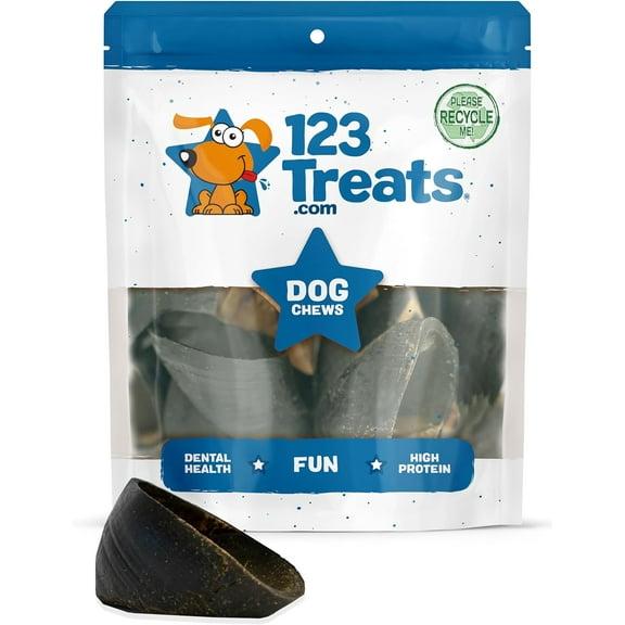 Hooves for Dogs (25 Count) 100% Natural Long-Lasting Dental Dog Chews Made from Beef Hoof by 123 Treats
