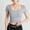 Light Gray, variant on Threaded Square Necked Navel T Shirt with Chest Pad Ladies' Bottoming Shirt Bra Underwear Women's Tops Womens Short Sleeve Tops Womens Summer Clothes
