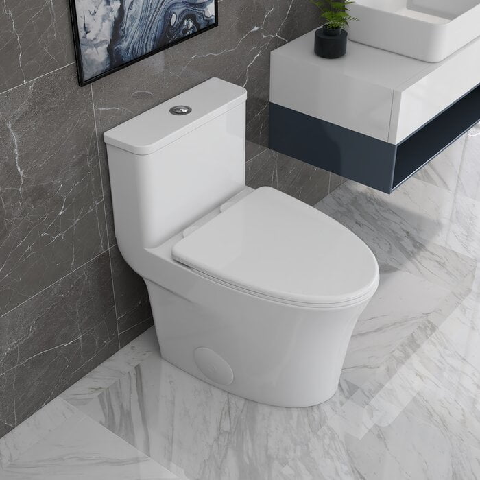 Assert Aanpassen pint DeerValley Symmetry DV-1F52807 One Piece Toilets 1.28 GPF Single Flush  Elongated Toilet, Ceramic Compact Toilet in White - Walmart.com