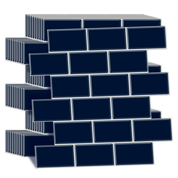 clevermosaics Deep Blue Peel and Stick Vinyl Wall Tiles for Kitchen & Bathroom Backsplash (Pack of 10, Thicker)