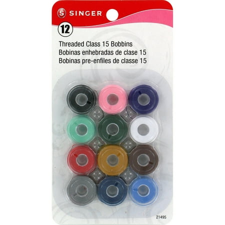 Singer Transparent Plastic Threaded Class 15 Bobbins, 12-Pack