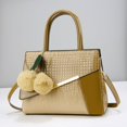 thumbnail image 3 of Bolso de mano de moda para mujer, bolso de hombro, bolso cruzado de cuero para mujer, bolso de mensajero de lujo con colgante de bola de pelo, bolsas para mujer, 3 of 5