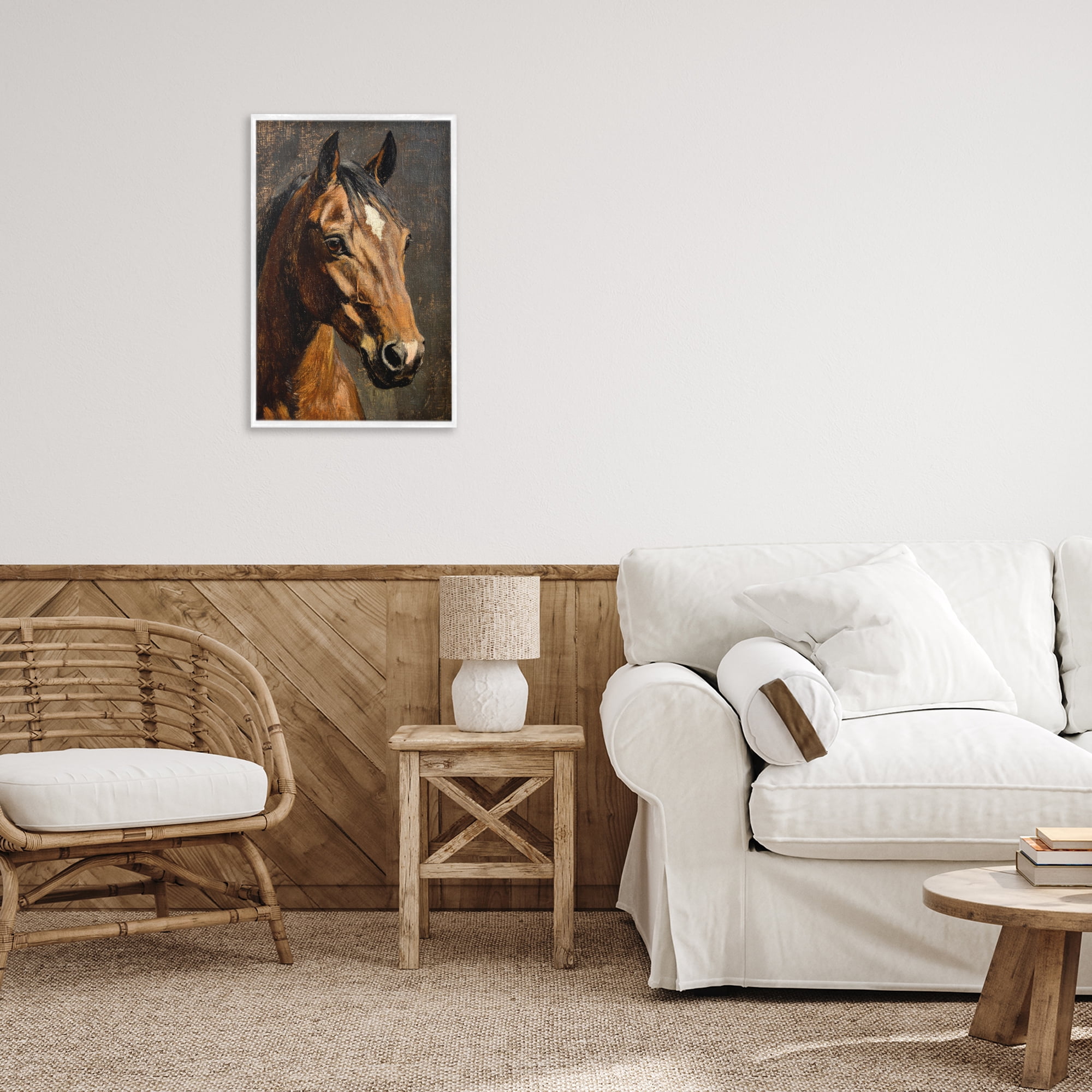 Stupell Industries Horse Portrait Study White Framed Giclee Art, design by Petal Prints Design