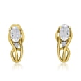 thumbnail image 2 of 14K Yellow Gold Curved White Topaz and Diamond Earrings, 2 of 2