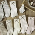 thumbnail image 5 of CPNG Toddler Little Girls Cotton Tights Footed Knee High Socks Thick Winter Cable Knit Legging Bows Pantyhose Stocking Full Length Pants Stretchy Stockings, 5 of 6