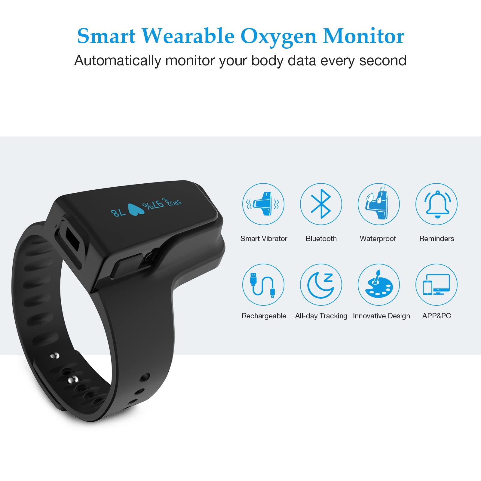 Vibeat Wearpulse Continuous Sport Wristband - Track Heart Rate & Pulse Strength for Fitness & Wellness
