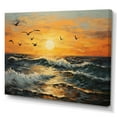 thumbnail image 2 of Designart "Seagulls at Sunset on the Beach" Animals Canvas Art Print, 2 of 5