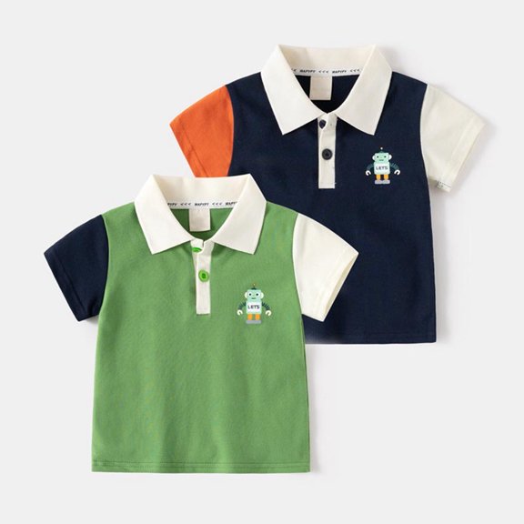 ibiyuan Polo Shirts for Boys Button Closure Striped Short Sleeve Pocket Shirts Cotton Beach Shirt Toddler Baby Boy Clothes,3-4 Years