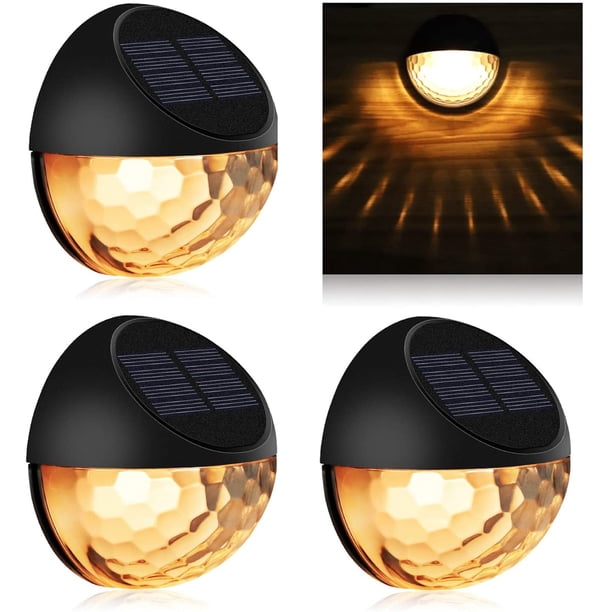 Luces solares para cercas, luces solares decorativas para jardín, luces inalámbricas impermeables para exteriores para jardín, cercas y patios, blanco cálido (juego de 4)