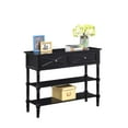 thumbnail image 2 of Convenience Concepts Country Oxford 2 Drawer Console Table with Shelves, Black, 2 of 6