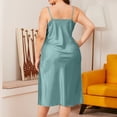 thumbnail image 4 of Women'S Nightdress Ice Silk One-Piece Comfortable Large Size Spring Summer Swing Collar Suspenders Nightgown Loose Home Clothes Sleeveless Cowl Neck Midi Nightgown Elegant Soft Silky Sleepwear, 4 of 5
