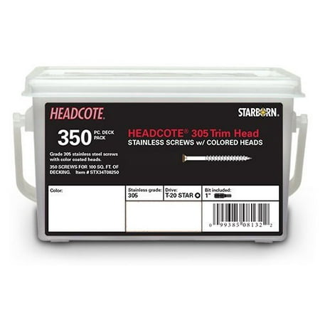 

Headcote #8 x 2-1/2 - 94 Forest Green - Stainless Steel Trim Head Deck Screws - 350 pc. Deck Pack for 100 Sq. Ft. of Decking - STX94T08250