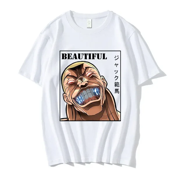 Camiseta de Anime Baki The Grappler, manga corta, Hanma Yujiro, de algodón, informal, de gran tamaño, ropa de calle para parejas