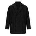 thumbnail image 2 of hopeusince Men's Winter Wool Overcoat Double Breasted Pea Coat Slim Fit Warm Trench Long Jacket with Pockets Black L, 2 of 4