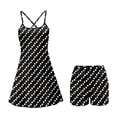 thumbnail image 4 of Garronmavis Black Polka Dot Tennis Golf Dress for Women Size XS Spaghetti Strap Sleeveless Workout Exercise Dress with Shorts 2 Piece Set Workout Tank Dresses Summer Athletic, 4 of 7