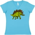 thumbnail image 3 of Inktastic Smiling Stegosaurus Women's V-Neck T-Shirt, 3 of 5